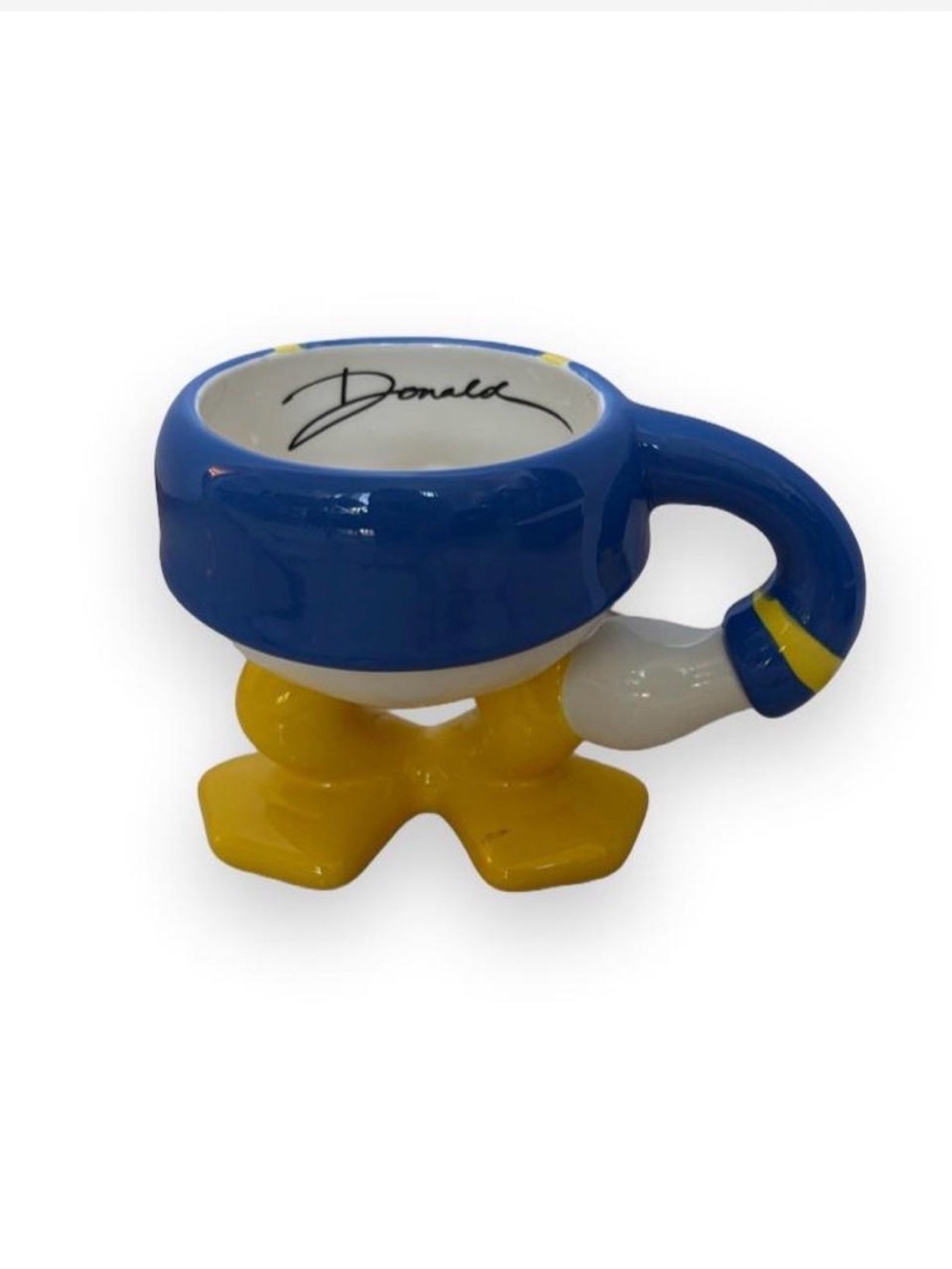 Disney Donald Duck Blue and Yellow Donald Duck Footed Ceramic Mug